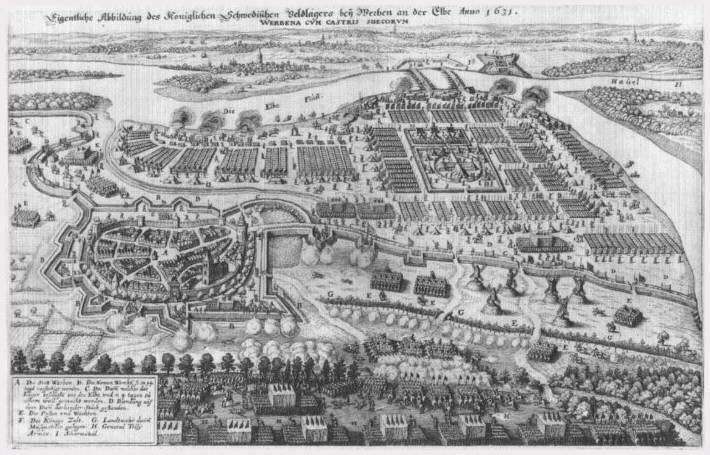 Das schwedische Feldlager vor Werben an der Elbe im Jahr 1631